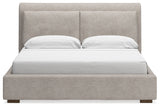 Cabalynn Light Brown California King Upholstered Platform Bed by Ashley at Eve Furniture