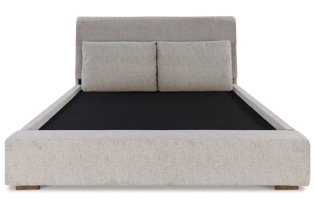 Cabalynn Light Brown California King Upholstered Platform Bed by Ashley at Eve Furniture