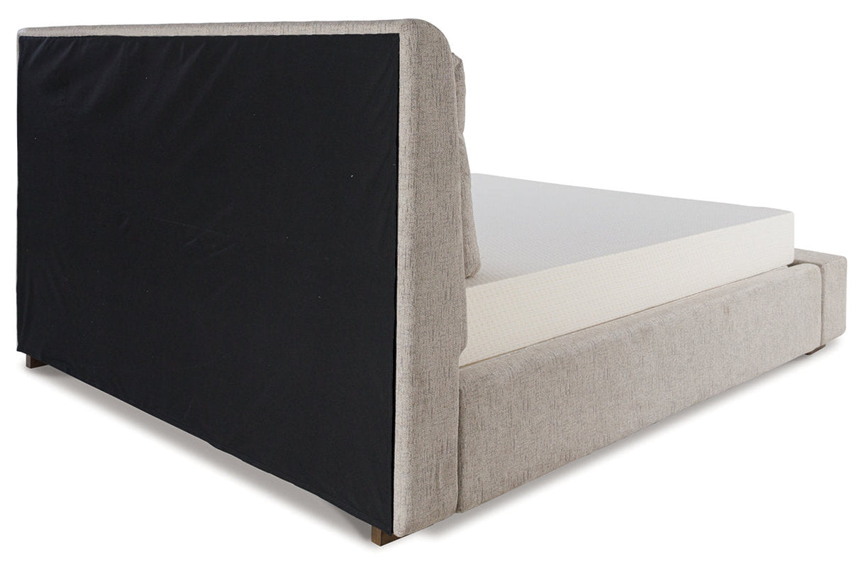 Cabalynn Light Brown California King Upholstered Platform Bed by Ashley at Eve Furniture