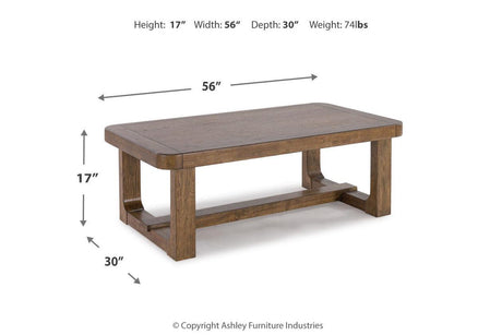 Cabalynn Light Brown Coffee Table and 2 End Tables by Ashley at Eve Furniture