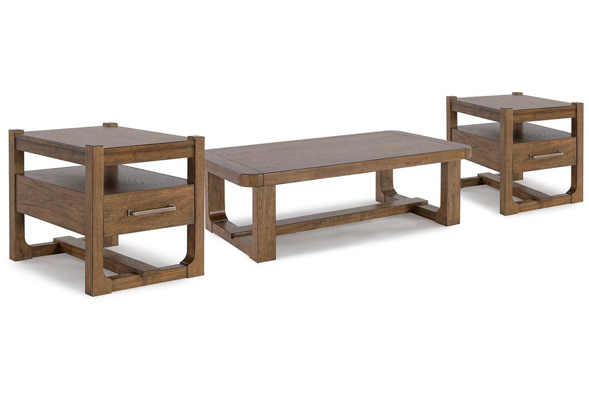 Cabalynn Light Brown Coffee Table and 2 End Tables by Ashley at Eve Furniture