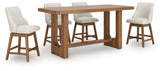 Cabalynn Light Brown Counter Height Dining Table and 4 Barstools by Ashley at Eve Furniture