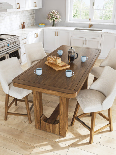 Cabalynn Light Brown Counter Height Dining Table and 4 Barstools by Ashley at Eve Furniture