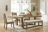 Cabalynn Light Brown Dining Table and 4 Chairs and Bench by Ashley at Eve Furniture