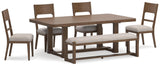 Cabalynn Light Brown Dining Table and 4 Chairs and Bench by Ashley at Eve Furniture