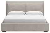 Cabalynn Light Brown King Upholstered Platform Bed by Ashley at Eve Furniture