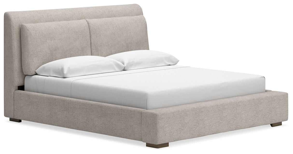 Cabalynn Light Brown Upholstered Panel Bedroom Set by Ashley at Eve Furniture