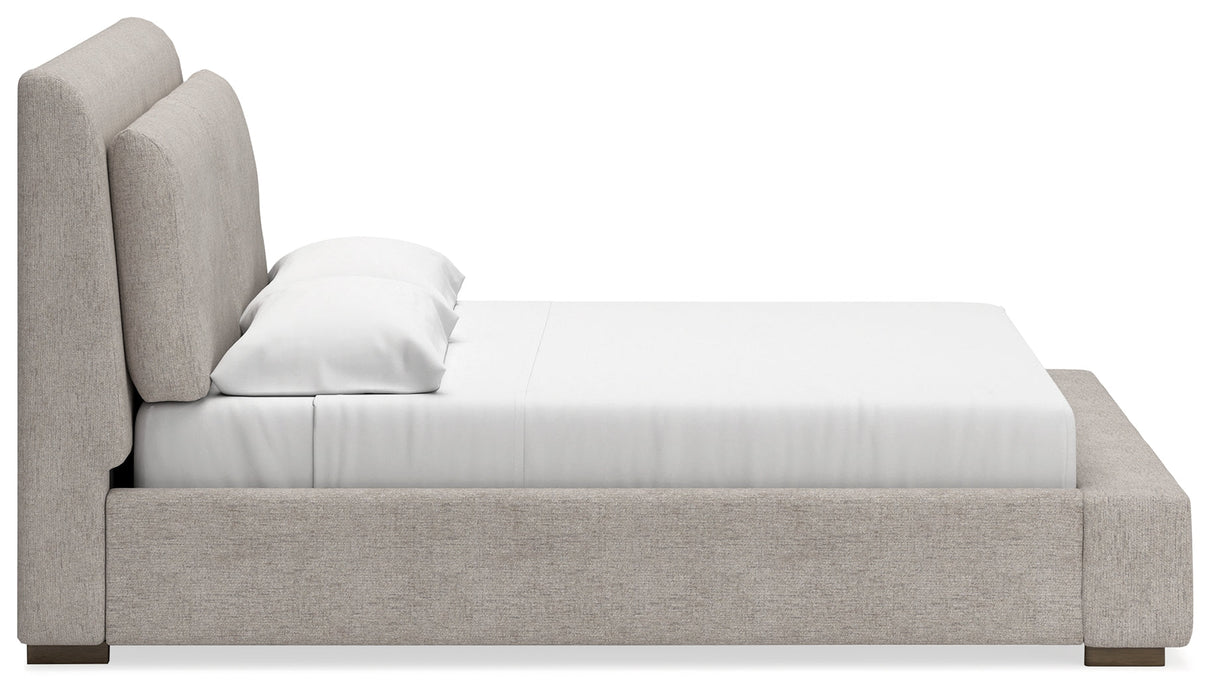 Cabalynn Light Brown Upholstered Panel Bedroom Set by Ashley at Eve Furniture