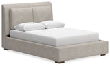 Cabalynn Light Brown Upholstered Panel Bedroom Set by Ashley at Eve Furniture