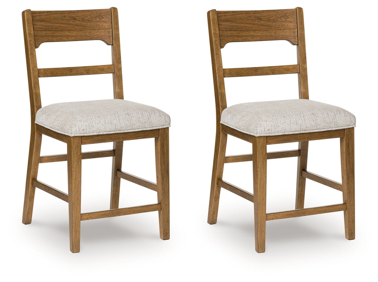 Cabalynn Oatmeal/Light Brown Counter Height Barstool, Set of 2 by Ashley at Eve Furniture