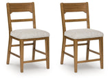 Cabalynn Oatmeal/Light Brown Counter Height Barstool, Set of 2 by Ashley at Eve Furniture