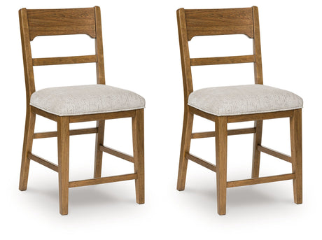 Cabalynn Oatmeal/Light Brown Counter Height Barstool, Set of 2 by Ashley at Eve Furniture