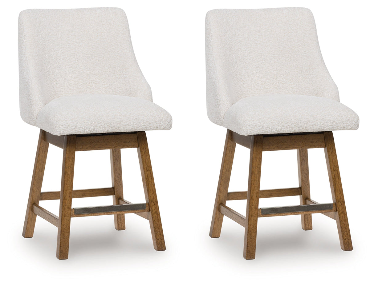 Cabalynn Oatmeal/Light Brown Counter Height Barstool, Set of 2 by Ashley at Eve Furniture