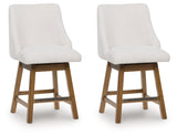 Cabalynn Oatmeal/Light Brown Counter Height Barstool, Set of 2 by Ashley at Eve Furniture