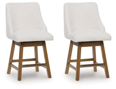 Cabalynn Oatmeal/Light Brown Counter Height Barstool, Set of 2 by Ashley at Eve Furniture