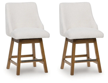 Cabalynn Oatmeal/Light Brown Counter Height Barstool, Set of 2 by Ashley at Eve Furniture