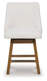 Cabalynn Oatmeal/Light Brown Counter Height Barstool, Set of 2 by Ashley at Eve Furniture