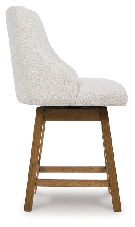 Cabalynn Oatmeal/Light Brown Counter Height Barstool, Set of 2 by Ashley at Eve Furniture