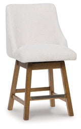 Cabalynn Oatmeal/Light Brown Counter Height Barstool, Set of 2 by Ashley at Eve Furniture
