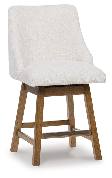 Cabalynn Oatmeal/Light Brown Counter Height Barstool, Set of 2 by Ashley at Eve Furniture