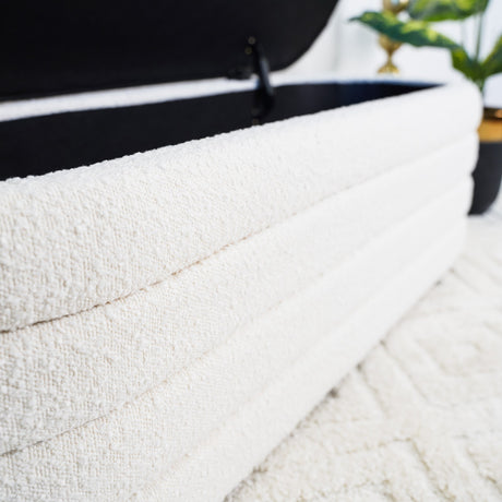 Cabana White Boucle Bench w/Storage by Ashcroft Furniture at Eve Furniture