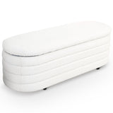 Cabana White Boucle Bench w/Storage by Ashcroft Furniture at Eve Furniture
