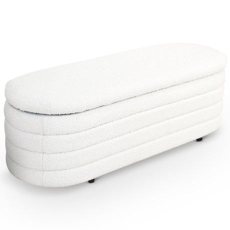 Cabana White Boucle Bench w/Storage by Ashcroft Furniture at Eve Furniture