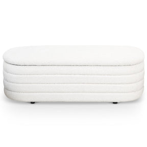 Cabana White Boucle Bench w/Storage by Ashcroft Furniture at Eve Furniture