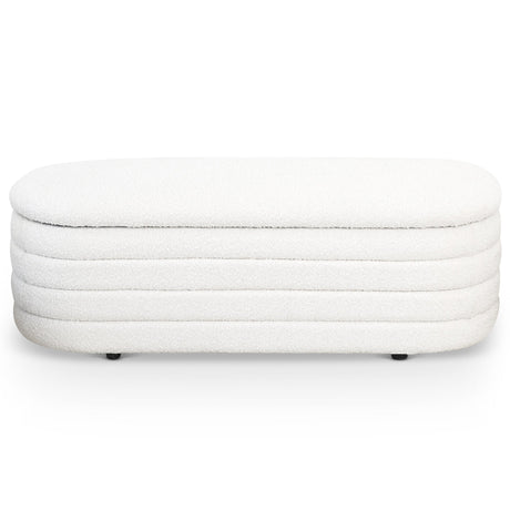 Cabana White Boucle Bench w/Storage by Ashcroft Furniture at Eve Furniture