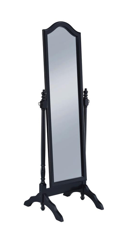 Cabot Black Rectangular Cheval Mirror with Arched Top