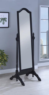 Cabot Black Rectangular Cheval Mirror with Arched Top