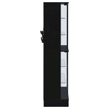 Cabra Display Case Curio Cabinet with Glass Shelves and LED Lighting Black High Gloss by Coaster at Eve Furniture
