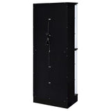Cabra Display Case Curio Cabinet with Glass Shelves and LED Lighting Black High Gloss by Coaster at Eve Furniture