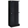 Cabra Display Case Curio Cabinet with Glass Shelves and LED Lighting Black High Gloss by Coaster at Eve Furniture