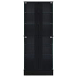 Cabra Display Case Curio Cabinet with Glass Shelves and LED Lighting Black High Gloss by Coaster at Eve Furniture