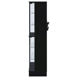 Cabra Display Case Curio Cabinet with Glass Shelves and LED Lighting Black High Gloss by Coaster at Eve Furniture