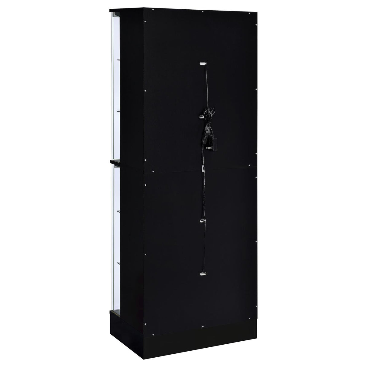 Cabra Display Case Curio Cabinet with Glass Shelves and LED Lighting Black High Gloss by Coaster at Eve Furniture