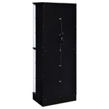 Cabra Display Case Curio Cabinet with Glass Shelves and LED Lighting Black High Gloss by Coaster at Eve Furniture