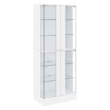 Cabra Display Case Curio Cabinet with Glass Shelves and LED Lighting White High Gloss