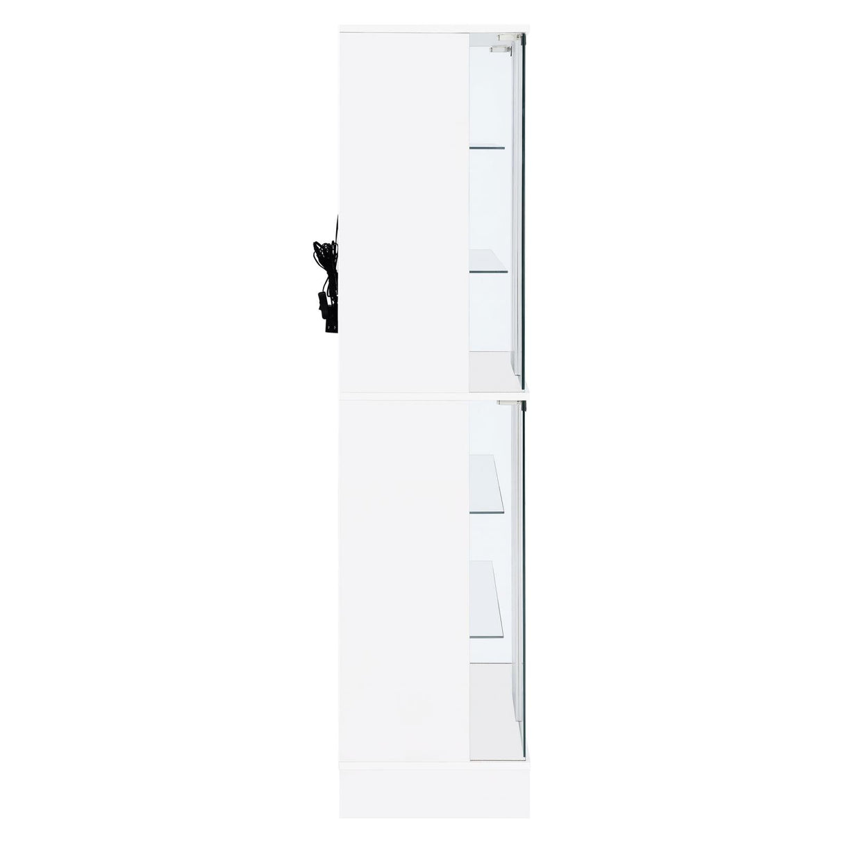 Cabra Display Case Curio Cabinet with Glass Shelves and LED Lighting White High Gloss