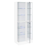 Cabra Display Case Curio Cabinet with Glass Shelves and LED Lighting White High Gloss