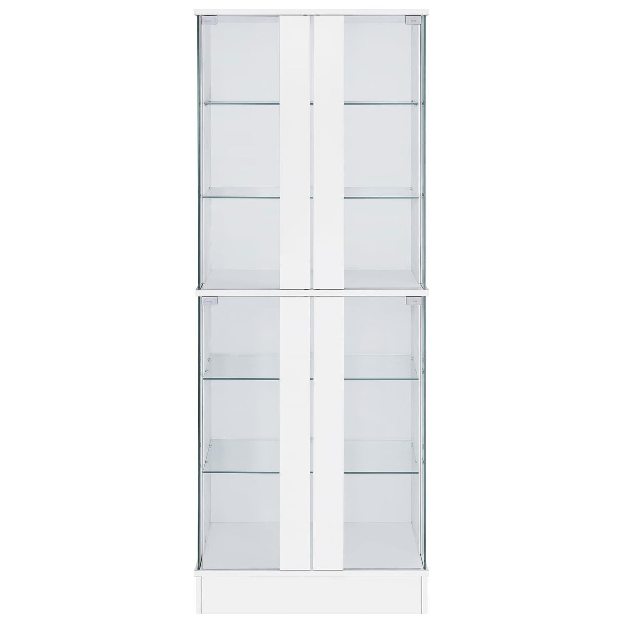 Cabra Display Case Curio Cabinet with Glass Shelves and LED Lighting White High Gloss