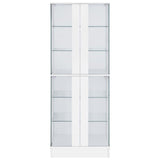 Cabra Display Case Curio Cabinet with Glass Shelves and LED Lighting White High Gloss