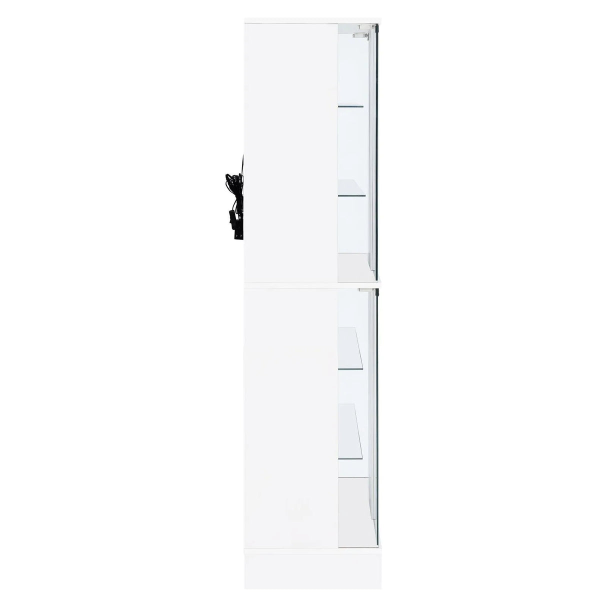 Cabra Display Case Curio Cabinet with Glass Shelves and LED Lighting White High Gloss by Coaster at Eve Furniture
