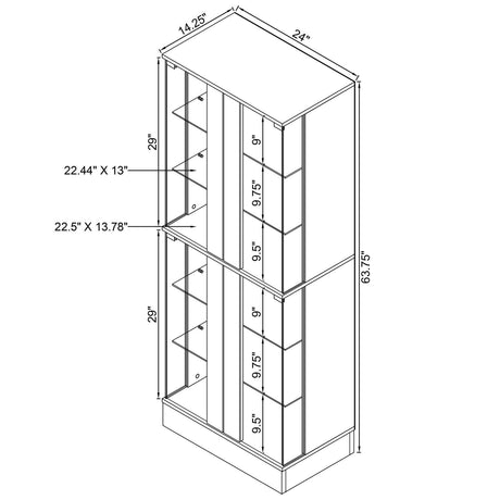 Cabra Display Case Curio Cabinet with Glass Shelves and LED Lighting White High Gloss by Coaster at Eve Furniture