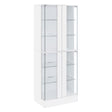 Cabra Display Case Curio Cabinet with Glass Shelves and LED Lighting White High Gloss by Coaster at Eve Furniture