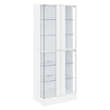 Cabra Display Case Curio Cabinet with Glass Shelves and LED Lighting White High Gloss by Coaster at Eve Furniture