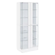 Cabra Display Case Curio Cabinet with Glass Shelves and LED Lighting White High Gloss by Coaster at Eve Furniture