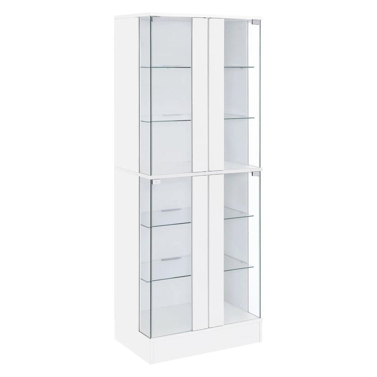 Cabra Display Case Curio Cabinet with Glass Shelves and LED Lighting White High Gloss by Coaster at Eve Furniture