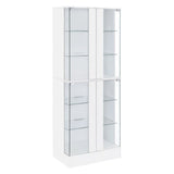 Cabra Display Case Curio Cabinet with Glass Shelves and LED Lighting White High Gloss by Coaster at Eve Furniture